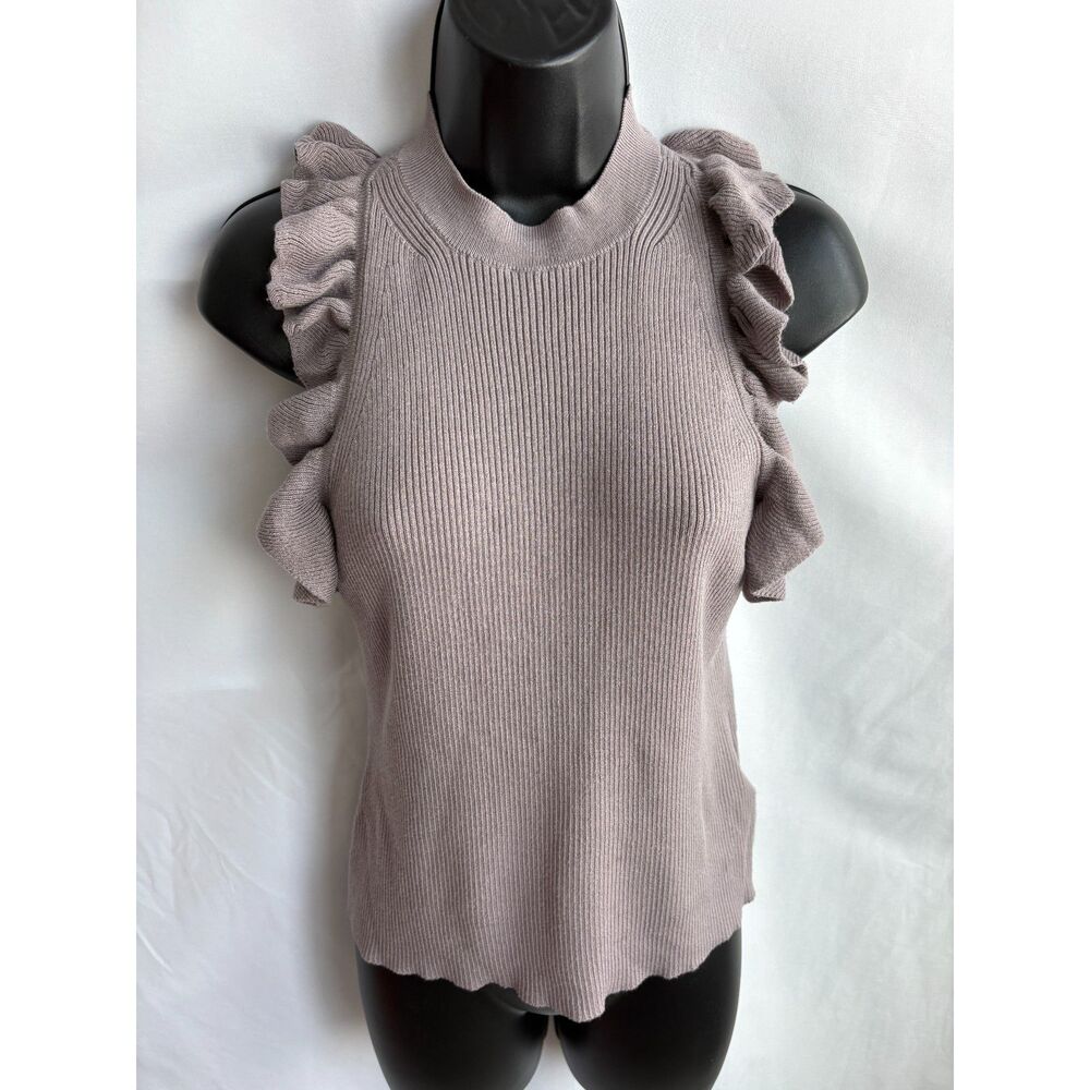 H&M Mauve Knit Ruffle Top Size M 2000s 2010s Feminine Sweater Top Girly Classic